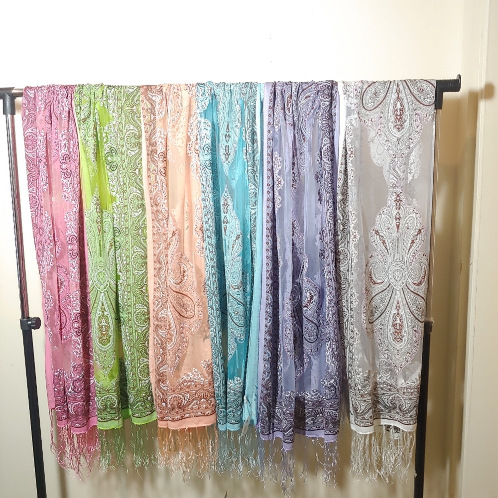 SET OF 12 scarves- 6 colors sarong wrap shawl NWT